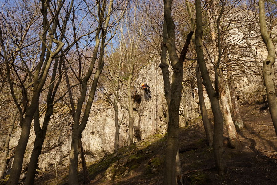 Climbers on the via ferrata